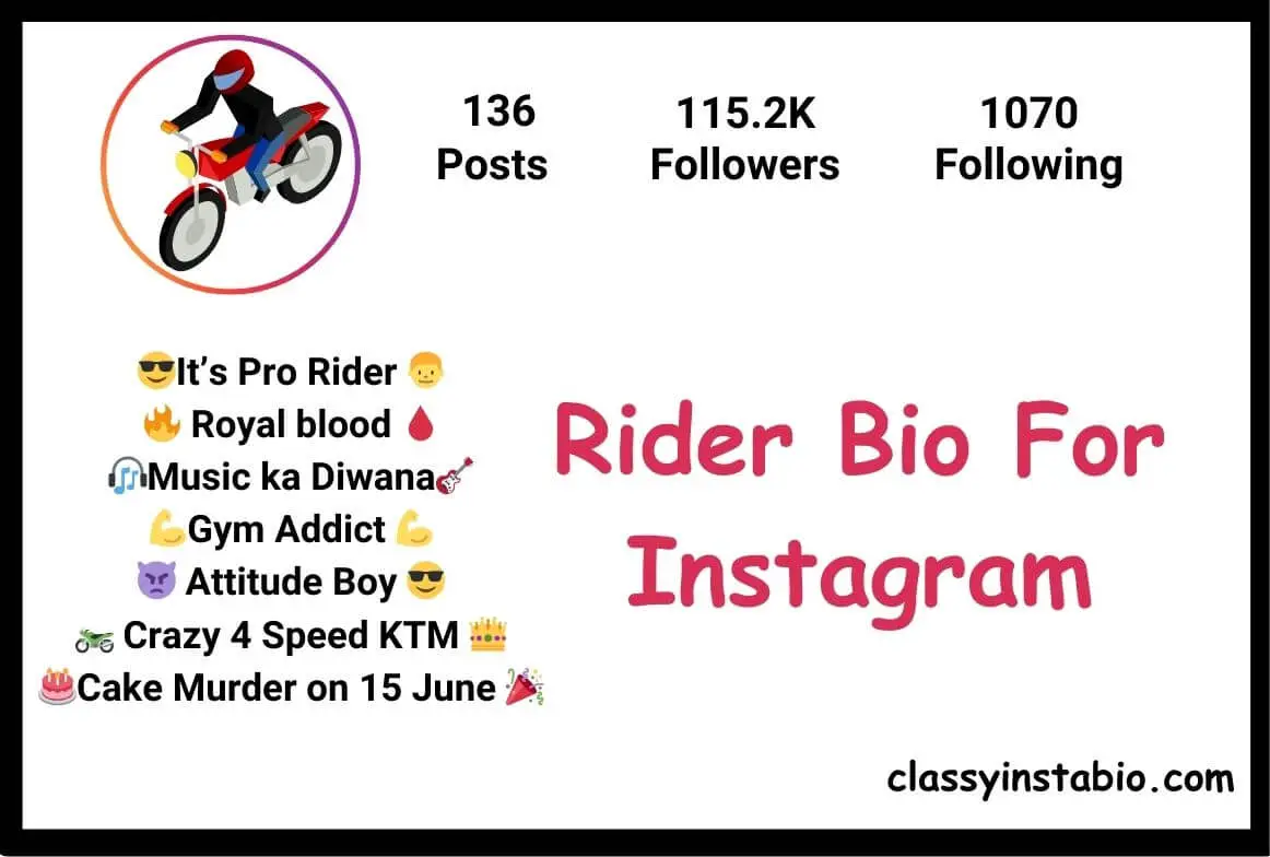 Rider Bio For Instagram