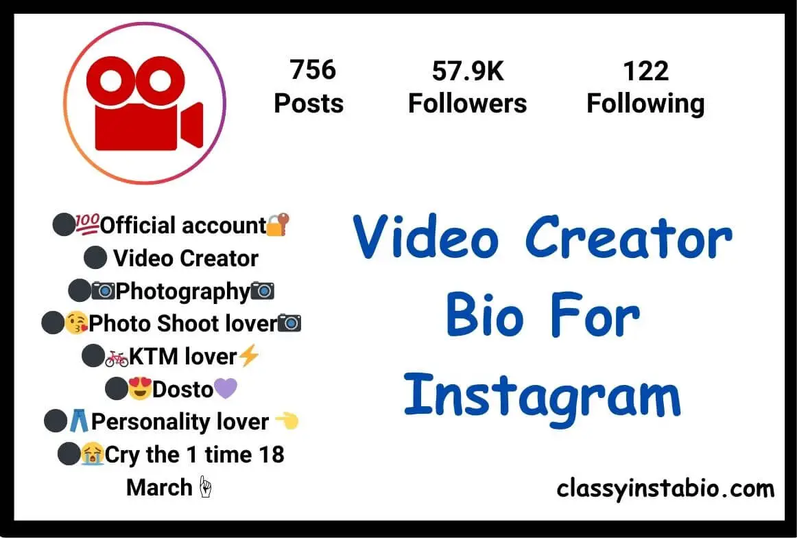 Video Creator Bio For Instagram